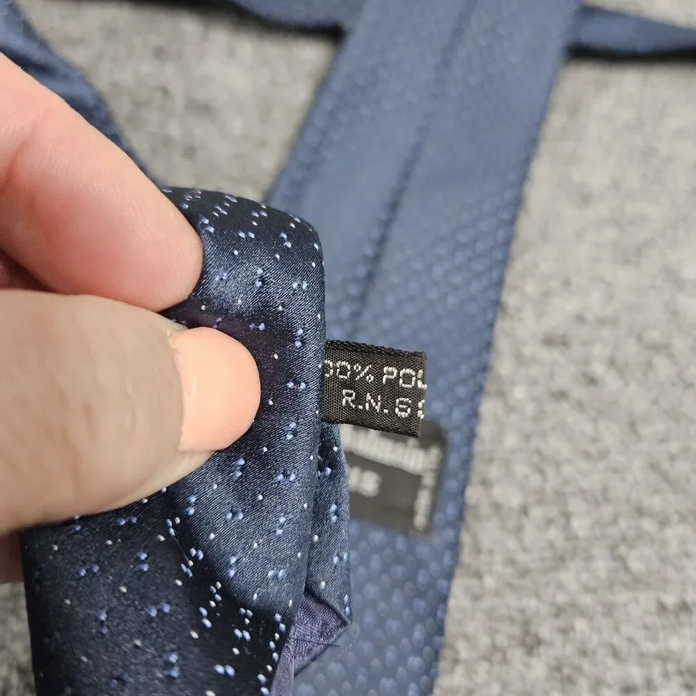 Pierre Balmain Deep Blue Dots  Signature Mens tie Polyester EUC 54